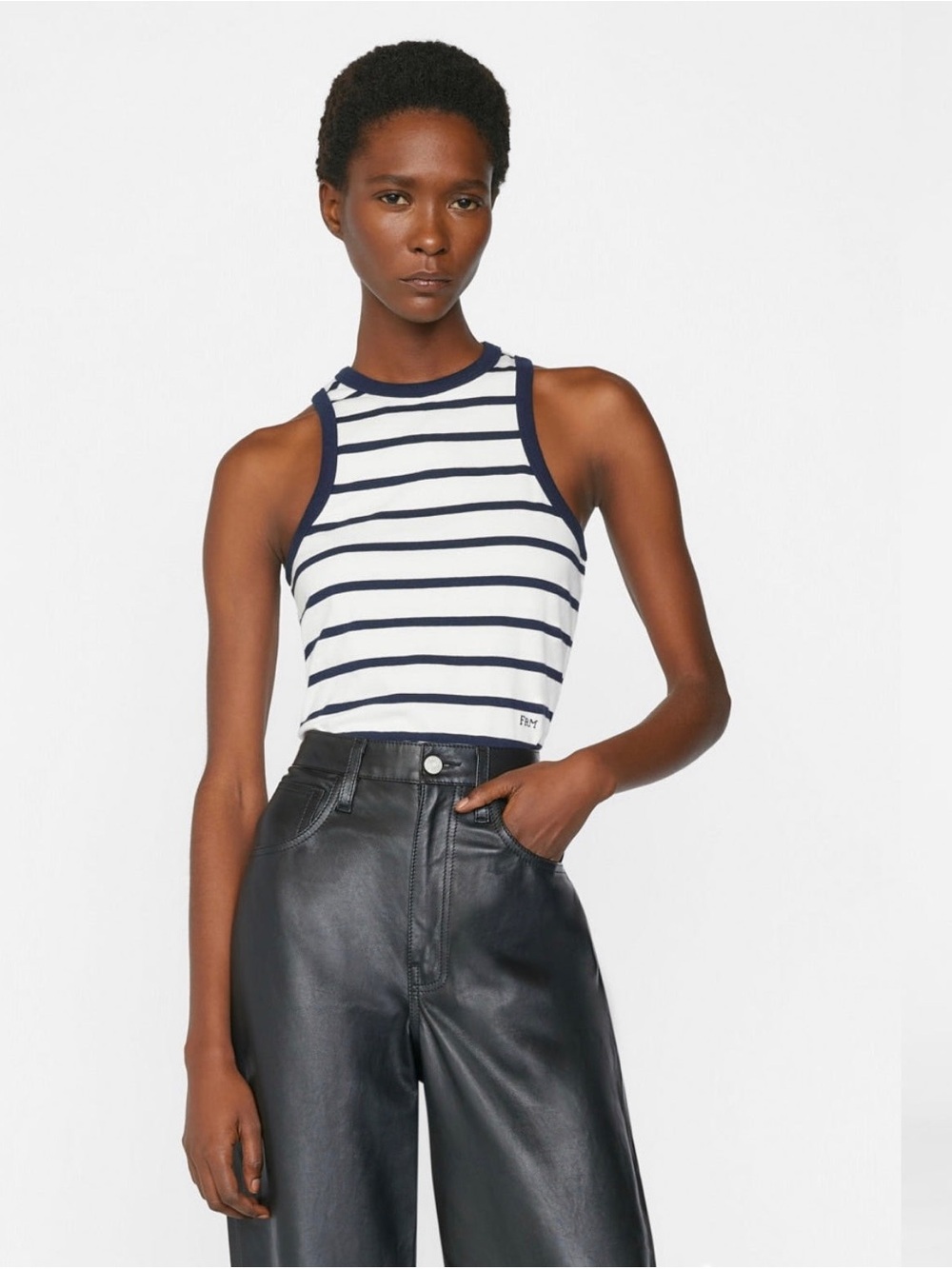 FRAME racer tank in navy